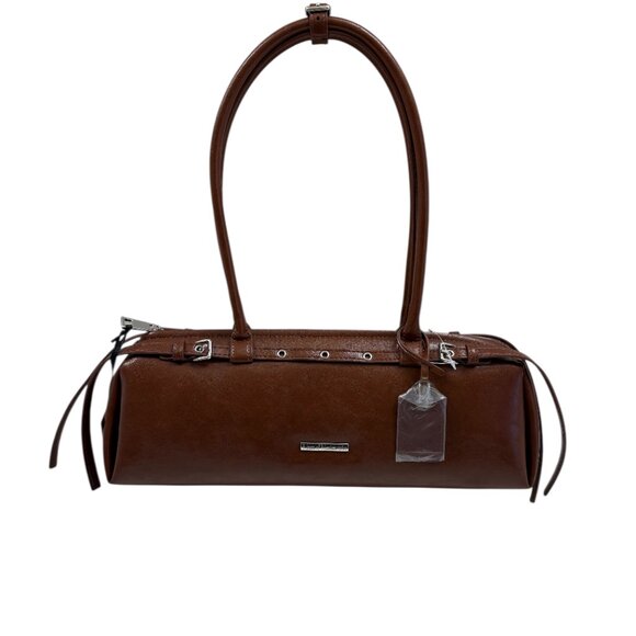 House of Harlow 1960 - Barrel Shoulder Bag - Brown Vegan Leather - NWT - Picture 2 of 13